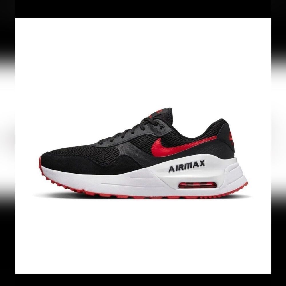 Nike Air Max System baketball shoes, size 9.5 Black/University Red